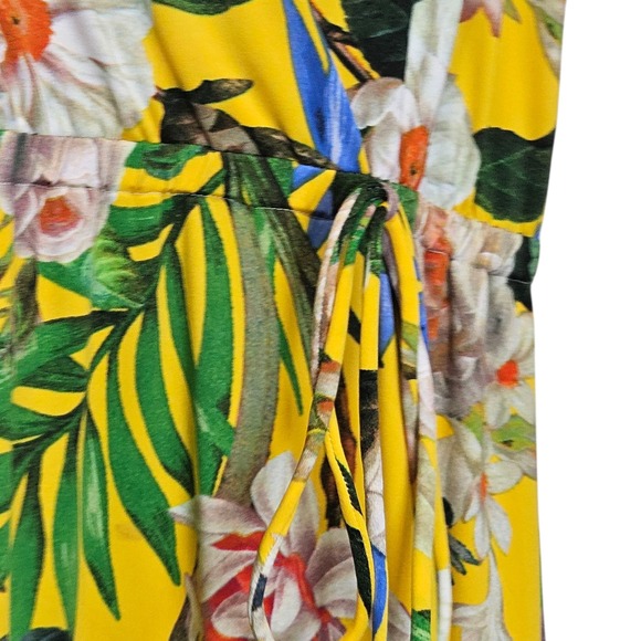Boston Proper Yellow Floral Maxi Dress Sleeveless Wrap Style Size L Summer - Picture 7 of 12
